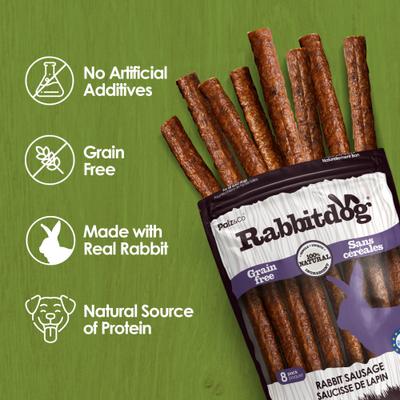 Show full view: Palz&Co Rabbitdog Rabbit Grain-Free Soft & Chewy Sausage Dog Treats, 12-oz bag, 8 count slide 6 of 10