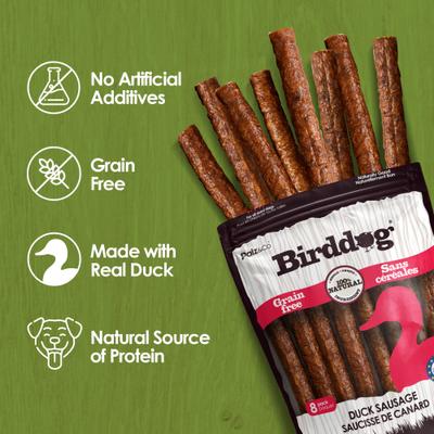 Show full view: Palz&Co Birddog Duck Grain-Free Soft & Chewy Sausage Dog Treats, 12-oz bag, 8 count slide 6 of 10
