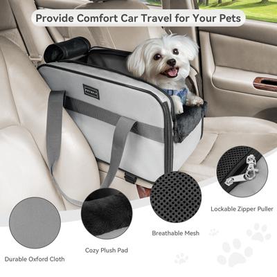 Show full view: Petsfit Airline Approved Center Console Small Dog Car Booster Seat Carrier, Light Grey slide 7 of 12