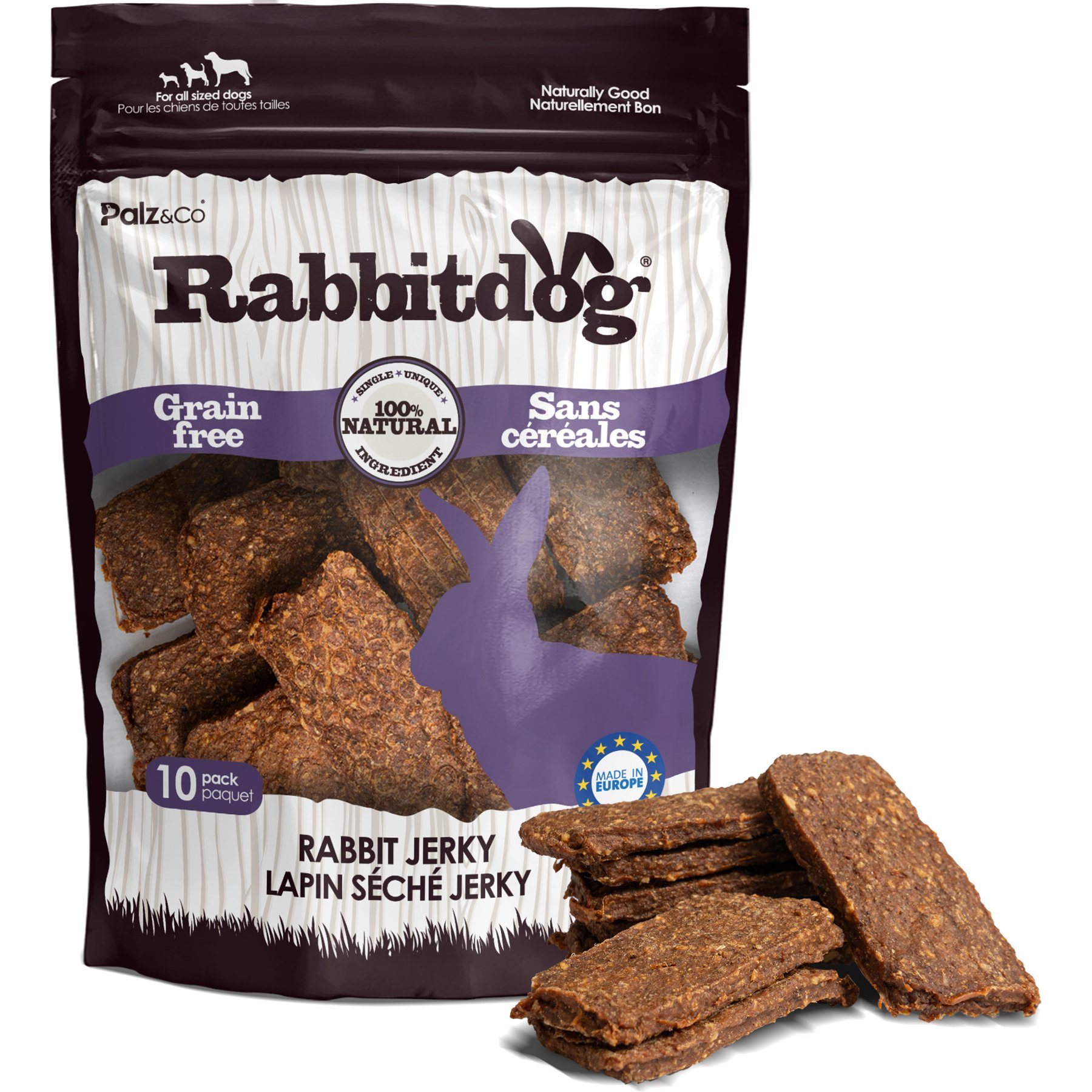 Palz&Co Rabbitdog Rabbit Grain-Free Jerky Dog Treats, 10 count