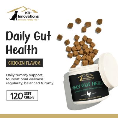 Show full view: K9 Innovations Probiotic Daily Chicken Flavored Gut Health Chew Digestive Supplement for Dogs, 120 count slide 4 of 9