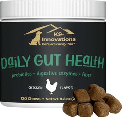 K9 Innovations Probiotic Daily Chicken Flavored Gut Health Chew Digestive Supplement for Dogs, 120 count