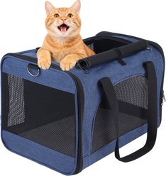 DOPZER Soft-Sided Collapsible & Washable Travel Dog & Cat Carrier, 18.1 x 11.8 x 11.8-in, Navy