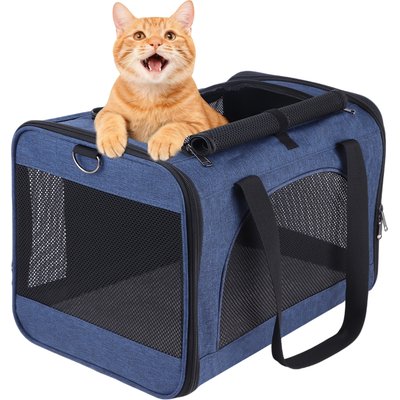 DOPZER DOPZER Soft-Sided Collapsible & Washable Travel Dog & Cat Carrier, 18.1 x 11.8 x 11.8-in, Navy