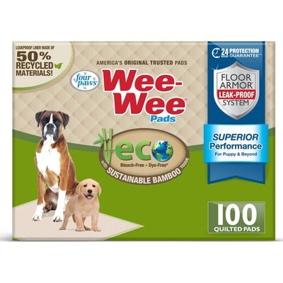 Four Paws Four Paws Eco Bamboo Dog Pee Pads, 22 x 23-in, 100 count