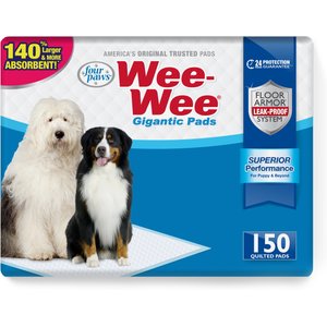 Wee-Wee Pads Superior Performance with Runoff Edge Guard Dog Pee Pads, Gigantic, 27.5 x 44-in, 150 count