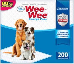 Wee-Wee Pads Superior Performance with Runoff Edge Guard Dog Pee Pads, X-Large: 28 x 34-in, 200 count