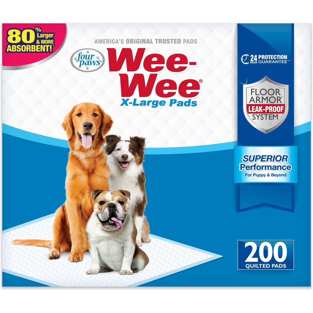 Wee-Wee Pads Superior Performance with Runoff Dog Pee Pads, X-Large: 28 x 34-in, 200 count