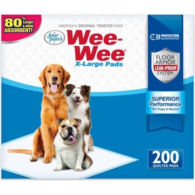 Wee-Wee Wee-Wee Pads Superior Performance with Runoff Dog Pee Pads, X-Large: 28 x 34-in, 200 count