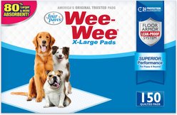 Wee-Wee Pads Superior Performance with Runoff Edge Guard Dog Pee Pads, X-Large: 28 x 34-in, 150 count