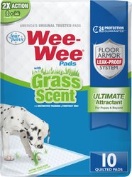 Four Paws Wee-Wee Ultimate Attractant Dog Pee Pads, 22 x 23-in, Grass Scent, 10 count
