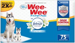 Four Paws Wee-Wee Odor Control with Febreze Freshness Dog Pads, X-Large 28 x 30-in, 75 count