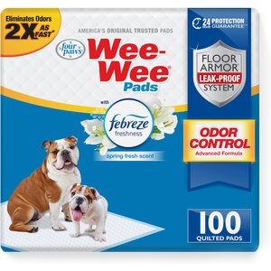 Four Paws Wee-Wee Odor Control Dog Training Pads with Febreze Freshness, 22 x 22-in, 100 count