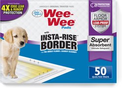 Wee-Wee Super Absorbent Dog Pee Pads with Insta-Rise Border, 22 x 23-in, 50 count