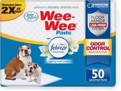 Four Paws Wee-Wee Odor Control Dog Training Pads with Febreze Freshness, 22 x 22-in, 50 count