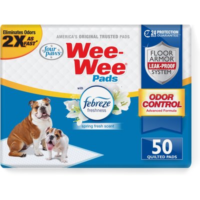 Wee-Wee Four Paws Wee-Wee Odor Control Dog Training Pads with Febreze Freshness, 22 x 22-in, 50 count