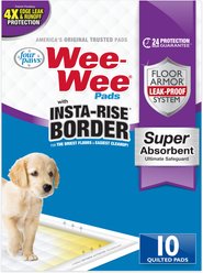 Wee-Wee Super Absorbent Dog Pee Pads with Insta-Rise Border, 22 x 23-in, 10 count, Unscented