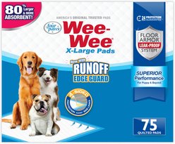 Wee-Wee Pads Superior Performance with Runoff Edge Guard Dog Pee Pads, X-Large, 28 x 34-in, 75 count