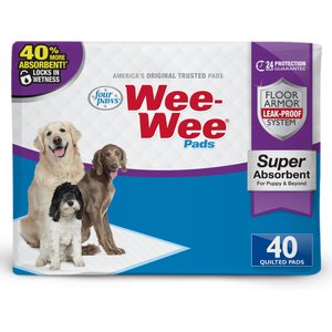 Four Paws Wee-Wee Super Absorbent Dog Pee Pads, 24 x 24-in, 40 count
