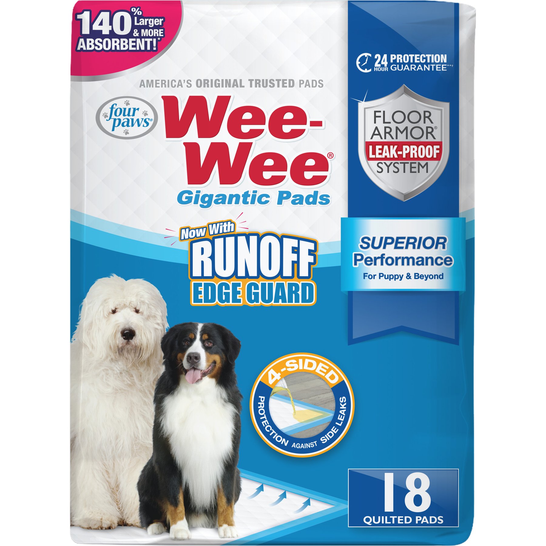 Wee-Wee Pads Superior Performance with Runoff Edge Guard Dog Pee Pads, Gigantic, 54 count bundle