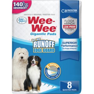 Wee-Wee Pads Superior Performance with Runoff Edge Guard Dog Pee Pads, Gigantic, 8 count