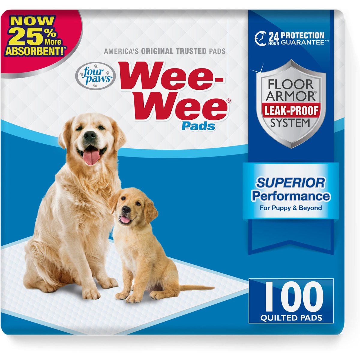 Four Paws Wee-Wee Superior Performance Dog Pee Pads, 22 x 22-in, 100 count