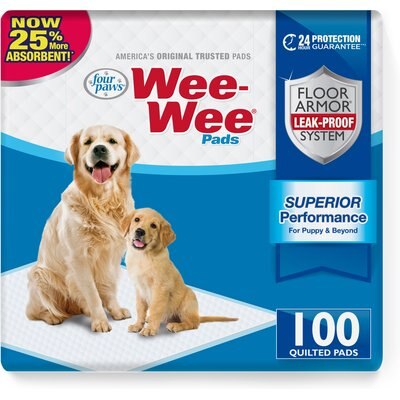 Wee-Wee Four Paws Wee-Wee Superior Performance Dog Pee Pads, 22 x 22-in, 100 count