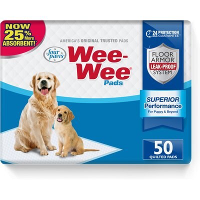 Wee-Wee Four Paws Wee-Wee Superior Performance Dog Pee Pads, 22 x 23-in, 50 count, Unscented