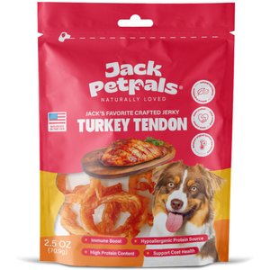 Jack PetPals Jack's Favorite Crafted Grain-Free Turkey Tendon Jerky Dog Treats, 2.5-oz