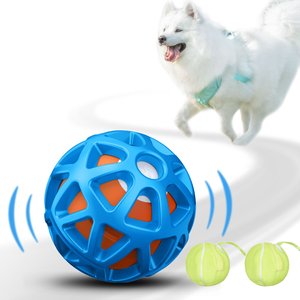 YVE LIFE Automatic Durable Bouncing & Vibrating Interactive Ball Dog Toy with USB Rechargeable, Blue, Medium