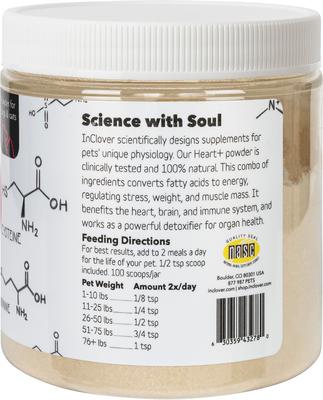 Show full view: InClover Heart+ Powder Supplement for Dogs & Cats, 100-gm jar slide 4 of 9