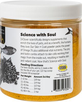 Show full view: InClover Skin + Coat Powder Supplement for Dogs & Cats, 100-gm jar slide 3 of 9