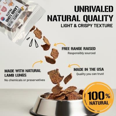 Show full view: Dog Chits Lamb Lung Filets Dog Natural Chew Treats, 6-oz bag slide 6 of 8