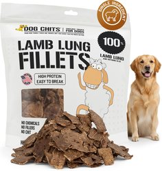 Dog Chits Lamb Lung Filets Dog Natural Chew Treats, 10-oz bag