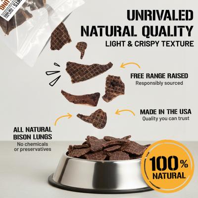Show full view: Dog Chits Bison Lung Filets Dog Natural Chew Treats, 6-oz bag slide 6 of 8