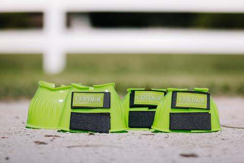 Show full view: Centaur PVC Ribbed Double Hook & Loop Bell Horse Boots, Lime Green, Medium slide 5 of 5