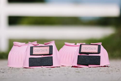 Show full view: Centaur PVC Ribbed Double Hook & Loop Bell Horse Boots, Pink, X-Large slide 3 of 5