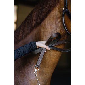 Camelot Leather Horse Lead with Chain, Brown, 30-in