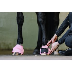 Centaur PVC Ribbed Hook & Loop Horse Bell Boots, Pink, Large