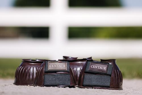 Show full view: Centaur PVC Ribbed Double Hook & Loop Bell Horse Boots, Brown, Large slide 3 of 4