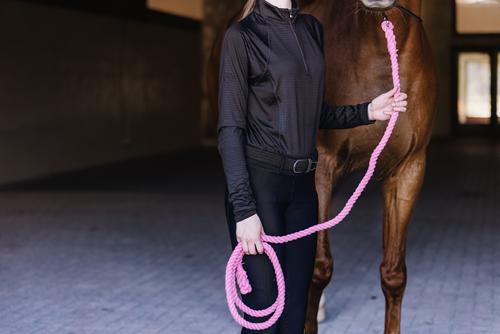 Show full view: Equi-Essentials 3-Ply Cotton Horse Lead with Chrome Plated Snap, 8-ft, Raspberry slide 4 of 6