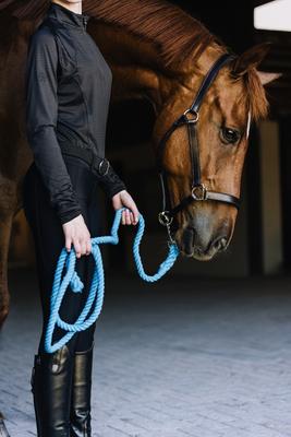 Show full view: Equi-Essentials 3-Ply Cotton Horse Lead with Chrome Plated Snap, 8-ft, Turquoise slide 4 of 5