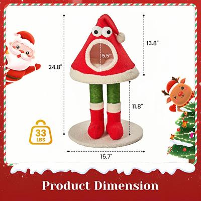 Show full view: NonoPets Christmas Gnome Cat House, Scratching Post, 2-in-1 Cozy Bed, Play Tower & Condo slide 6 of 7