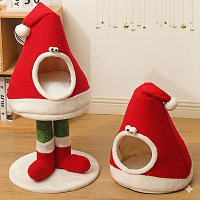 Show full view: NonoPets Christmas Gnome Cat House, Scratching Post, 2-in-1 Cozy Bed, Play Tower & Condo slide 3 of 7