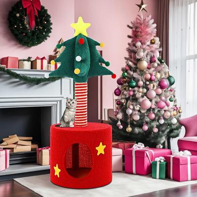 Show full view: NonoPets Christmas 33.5-in Cat Tree, Condo & Scratching Post with Cozy Hideout slide 5 of 7