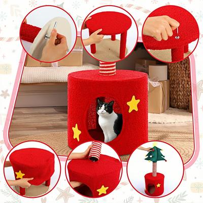Show full view: NonoPets Christmas 33.5-in Cat Tree, Condo & Scratching Post with Cozy Hideout slide 3 of 7