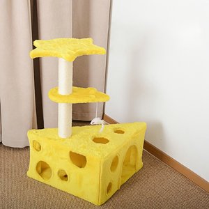 NonoPets Multi-Level Platforms Cheese-Themed 28.7-in Cat Tree Tower & Condo with Scratching Post