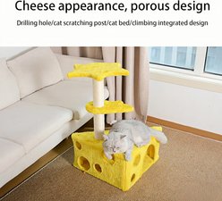 NonoPets Multi-Level Platforms Cheese-Themed 28.7-in Cat Tree Tower & Condo with Scratching Post slide 2 of 4
