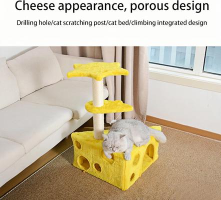 Show full view: NonoPets Multi-Level Platforms Cheese-Themed 28.7-in Cat Tree Tower & Condo with Scratching Post slide 2 of 5