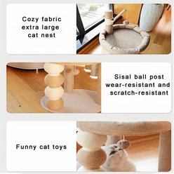 NonoPets Cozy Activity Cat Bed & Tower with Sisal Scratching Post & Hanging Toy Balls slide 2 of 6